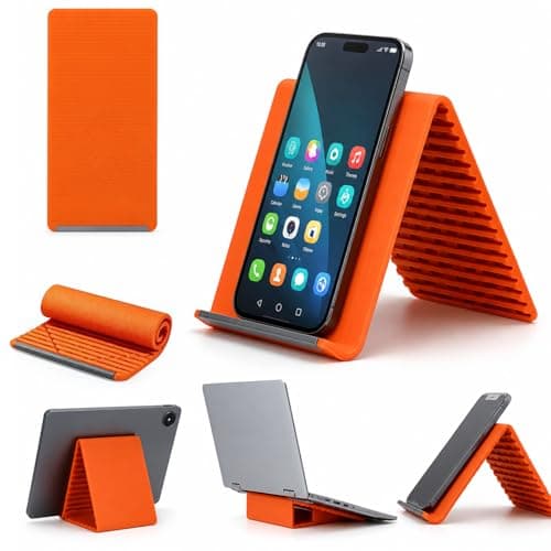 Flexible Silicone Phone Stand, Foldable Multi-Angle Adjustable Phone Holder, Universal Non-Slip Desktop Mount for Cell Phones Laptops Tablets, Portable Rollable Stand for Travel, Work, and Home Use