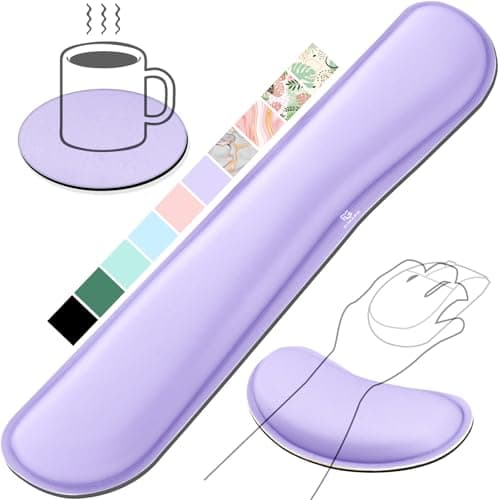Gimars Upgrade Enlarge Silky Gel Memory Foam Wrist Rest for Computer Keyboard, Mouse, 3 PCS Ergonomic Keyboard Wrist Rest for Typing Pain Relief, Mouse Pad Wrist Support for Office Gaming, Purple