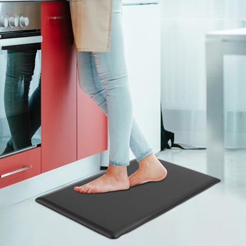 QWORK® Anti Fatigue Standing Mat, 17.3" x 28" Cushioned Standing Mat, 1/2 Inch Non-slip Foam Comfort Cushion, for Kitchen Bathroom