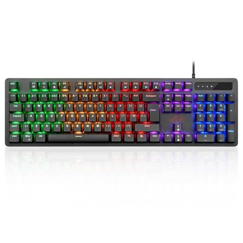 Rii Mechanical Keyboard Full Size,RGB Wired Gaming Keyboard UK Layout