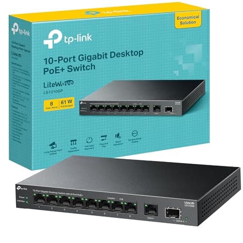 TP-Link LS1210GP 10-Port Gigabit PoE+ Switch, 61W PoE Budget Network Switch