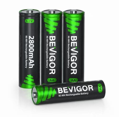 BEVIGOR AA Rechargeable Batteries 4 Pack, 2800mAh High Capacity NiMH AA Batteries, Pre-Charged Low Self Discharge, Up to 1500 Recharge Cycles for Camera, Flashlight, Gaming Controller & Remote Control