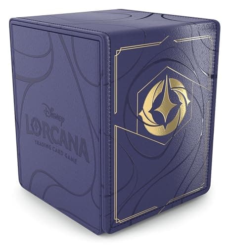 Ravensburger Disney Lorcana Premium Deck Box – Magnetic Card Storage for up to 100 Cards – Elegant Gold Foil Design – Secure Protection for Lorcana TCG – Purple