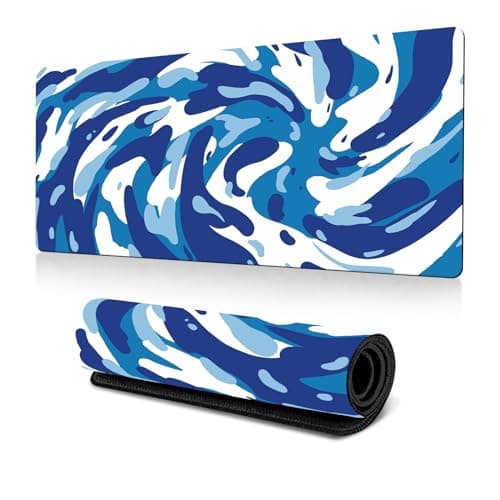 Hixingo Abstract Vortex Large Mouse Mat, Gaming Mouse Pad, Mouse Pad, Mousepad with Stitched Edges, Non-Slip Rubber Base Mouse Pads for Office & Home (800 * 300 * 3mm,blue and white)