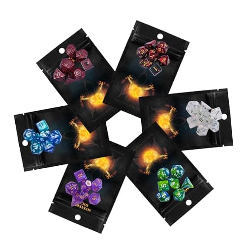 Cusdie 7-Die Mystery Dice Set with Blind Bag - Collectible RPG DND Dice for Tabletop Gaming Dungeons & Dragons