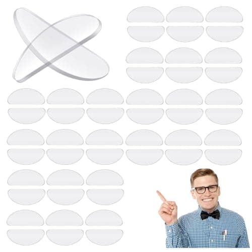 24 Pairs 1mm Silicone Glasses Nose Pads for Plastic Frames & Sunglasses