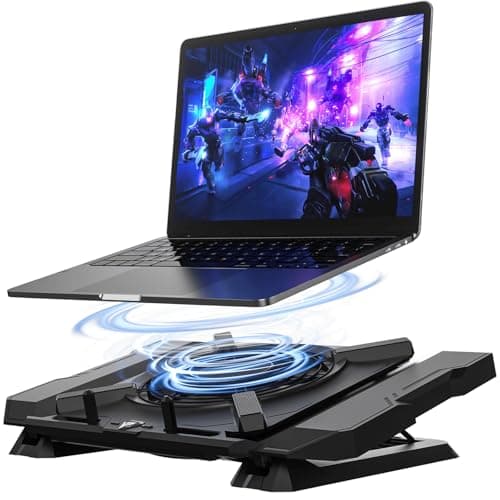 GSCOLER Laptop Cooling Pad, Gaming Laptop Cooler for 12-21 Inch Notebooks, RGB Laptop Cooling Stand with 180mm Powerful Quiet Fan, 4 Height Adjustable Ergonomic Angles, 3-Speed & LCD Display
