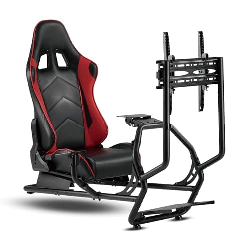Ultimate Racing Cockpit | Compatible with Logitech, Fanatec, Thrustmaster, Hori, Xbox & PlayStation | Adjustable Reclining Seat, Pedal & Gear Shifter Mount | Sturdy Steel Frame, Monitor Mount