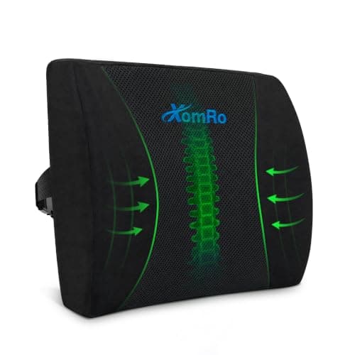 XomRo Lumbar Support Pillow Office Chair Gaming Car Seat Memory Foam Back Support Cushion Ergonomic Contour Posture Support Orthopedic Design Adjustable Straps(Medium)