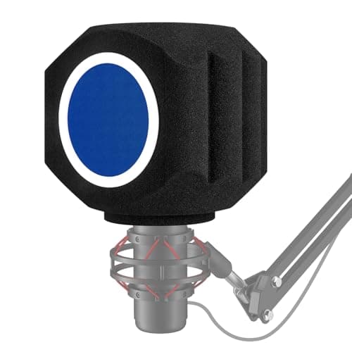 GDPONRM Microphone Wind Shield Pop Filter Isolation Ball, Acoustic for Record Studios Mic, Sound-Absorbing Foam Five-sided Seal Design to Effectively Reduces Noise and Reflections, black