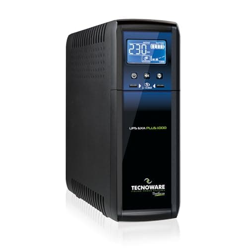 Tecnoware Power Systems Exa Plus 1000VA Uninterruptible Power Supply, Blackout Protection for MAC, Gaming PCs & Consoles, AVR Stabilizer, USB & RJ11/RJ45 Ports, 1000VA