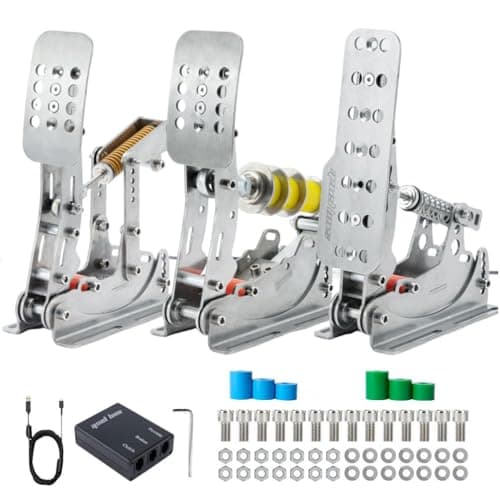 Simjack UT Sim Racing Pedals with 200KG Load Cell Sensor Professional iRacing Simulation Load Sensing Brake Pedal Adjustable Elastomer Dampers USB Connect to PC (UT-P3-H1)