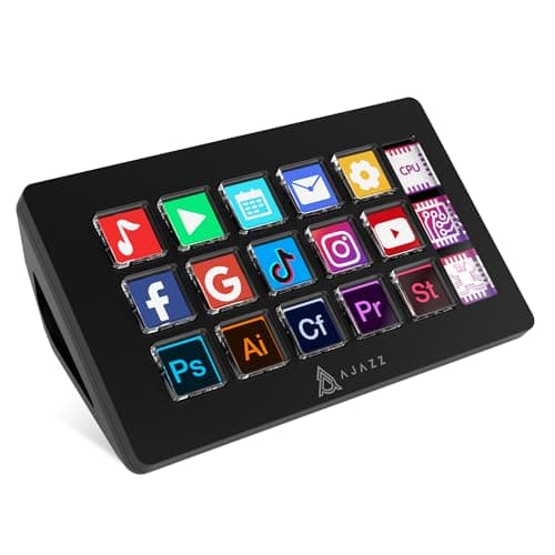 KUIYN AKP153 Studio Deck, Stream Controller, 15 Macro Keys, Trigger Actions in Apps and Software Like OBS, Twitch, ​YouTube, Custom Console for Live Streaming, Photo and Video Editing, PC/Mac (Black)