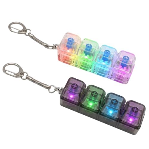 2Pcs Light Up Keyboard Clicker Fidget Toy with Keychain Portable Clicky