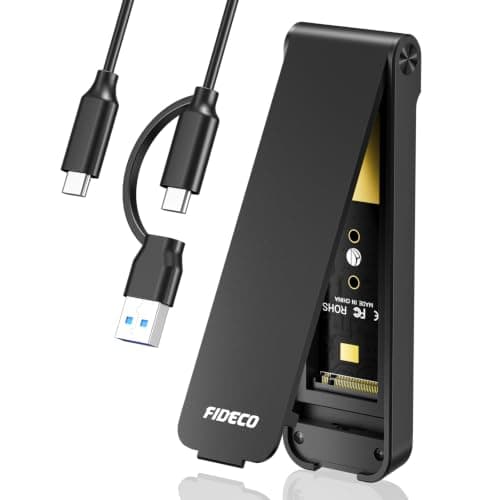 FIDECO M.2 NVMe SSD Enclosure, M.2 NVMe to USB Adapter, USB 3.2 Gen 2 (10Gbps) SSD Reader for M & M+B Key, Sandwich Style Design, Tool-Free Installation, Support UASP and TRIM