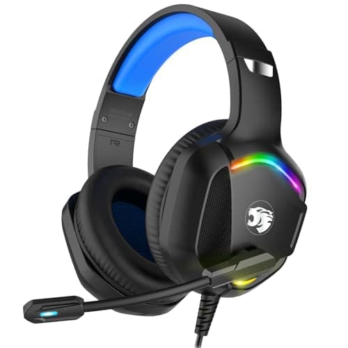 IMYB A36 Gaming Headset with Microphone for Pc, Xbox One Series X/s, Ps4, Ps5, Stereo Wired Noise Cancelling Over-Ear Headphones with Mic for Computer, Laptop, Mac, Gamer (Blue)