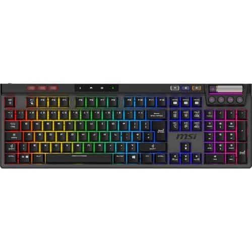 MSI STRIKE PRO WIRELESS, QWERTY, UK Layout - Mechanical Gaming Keyboard, Silent Tactile Switches, Hot Swappable, PBT Keycaps, 2.4GHz, Bluetooth, Per-key RGB Mystic Light, 4200mAh Battery, Full-Sized