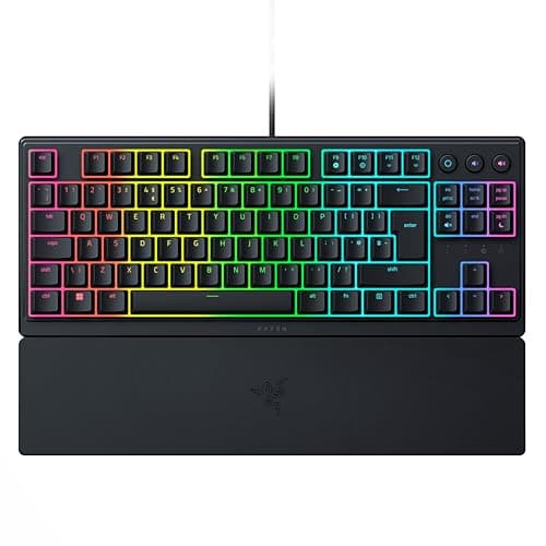 Razer Ornata V3 Tenkeyless - Compact Low Profile Gaming Keyboard (Mecha-Membrane Switches, UV-coated Keycaps, Backlit Dedicated Media Keys, Magnetic Soft-Touch Wrist Rest) QWERTY UK Layout | Black