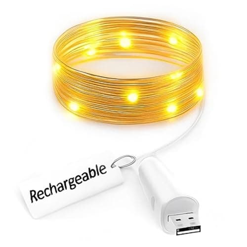 UMIWE Rechargeable LED Fairy Lights –USB Powered Battery Operated String Lights, Warm White Waterproof Copper Wire Firefly Light for Bedroom Wedding DIY Decor Christmas