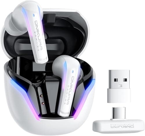 Wireless Gaming Earbuds 20ms Ultra-Low Latency, Dual-Mode 2.4GHz + BT5.3 with ENC Mic, USB-C Dongle for PS5/PS4, Meta Quest 3/3S/2, Steam Deck, Switch, PC/Mobile, White