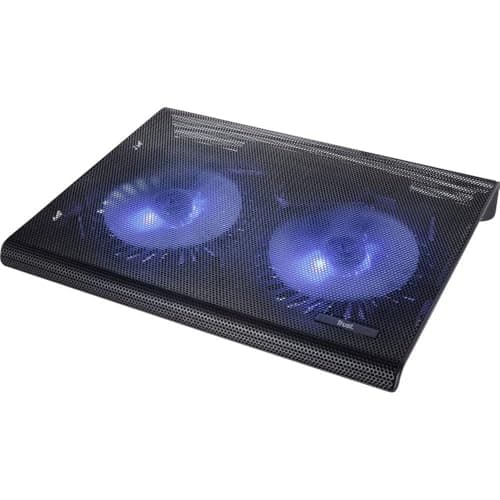 Trust Azul Laptop Cooling Pad, for Laptops up to 17.3 Inch, with 2 Illuminated Fans, Fits Up to 17.3 Inch, Tilted Design, Cooler for Laptop with Cable Storage - Black
