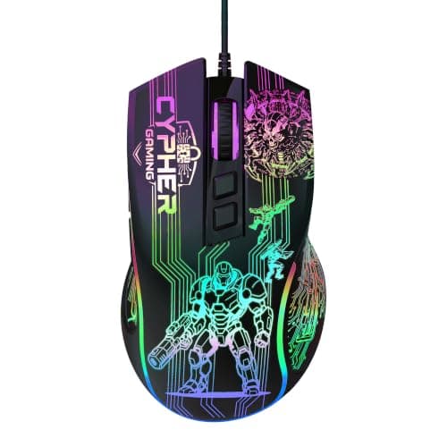 Sumvision CYPHER Gaming Mouse Wired RGB – 12,800 DPI Programmable Gaming Mouse with Macro Buttons, Ultra-Light Ergonomic Design, LED Lighting, Honeycomb Grip, PC Laptop Mac Windows Compatible