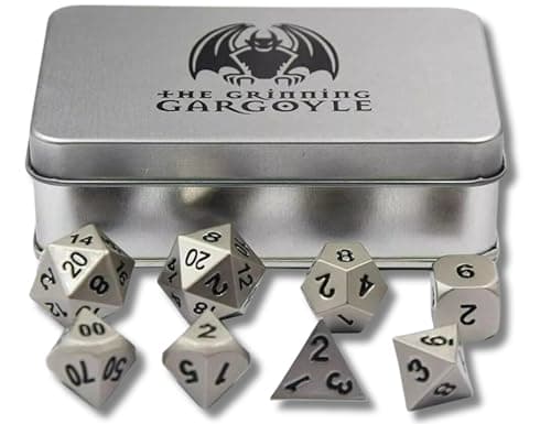 Metal Dice Set Case | Metal DnD Dice Set Includes 2x D20 Dice (Silver)