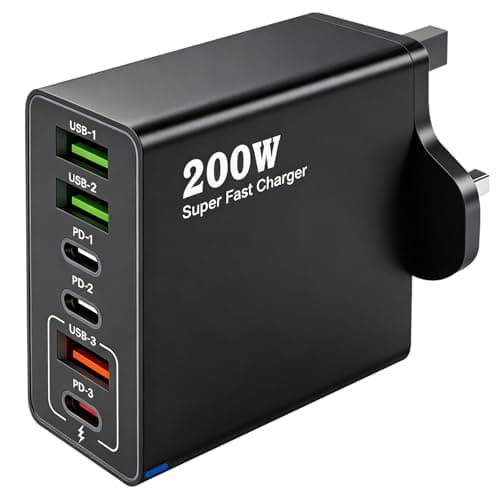 200W USB C Charging Station 6 Port Fast Charger Hub with PD GaN III