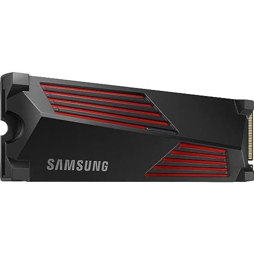 Samsung 990 PRO Heatsink NVMe M.2 SSD with heat sink, 2 TB, PCIe 4.0, 7,450 MB/s read, 6,900 MB/s write, Internal SSD with RGB for PC/console gaming and video editing, MZ-V9P2T0CW