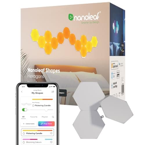 Nanoleaf Shapes Hexagon Expansion Pack, 3 LED Smart Light Panels - Dimmable & Modular Wi-Fi Wall Mood Lights, Works with Alexa Google Assistant Apple Homekit, for House Room Decor or Desk