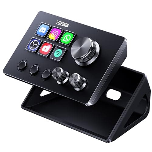 Streonor Stream Controller S6 Studio Deck with 6 Keys 3 Knobs 3 Scene Keys | Macro Control Pad Deck for OBS, Twitch, Discord, Perfect for Live Streaming, Video Editing, Works with MAC & Windows - Black
