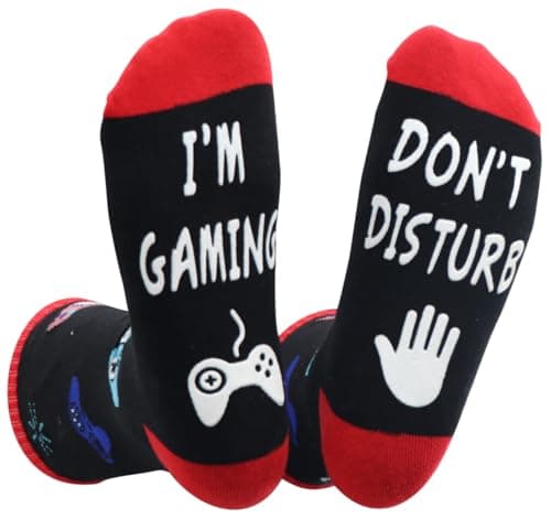Funny Gaming Socks for Men, Gamer Novelty Socks 9-12 Non-slip Cotton