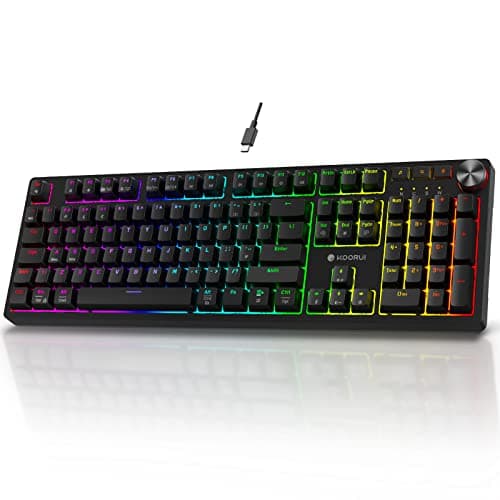 KOORUI 104-Key Wired Mechanical Gaming Keyboard, UK Layout, Blue Switch