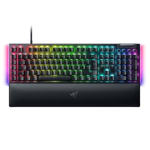 Razer BlackWidow V4 (Green Switch) - Mechanical Gaming Keyboard Chroma RGB (Clicky Mechanical Switches, 6 Dedicated Macro Keys, Doubleshot ABS Keycaps) QWERTY UK Layout | Black