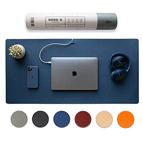 Nordik Leather Desk Mat - Midnight Blue - Large Leather Desk Pad 89x43 cm