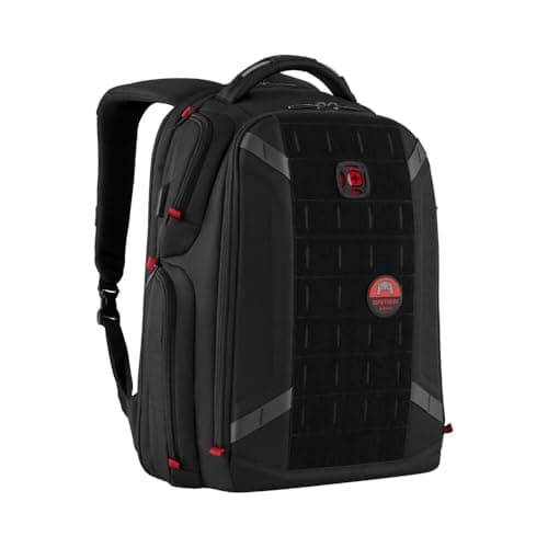Wenger PlayerOne Gaming Laptop Backpack 17.3-Inch – 29L Tech Organizer Bag with Padded Laptop, Headset & Keypad Compartments, EVA‑Reinforced Front, Cooling Mesh Inserts & USB Port – Black