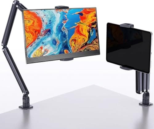 Xygobla Tablet Stand for Desk, 360° Swivel Aluminum Tablet Holder Foldable Applicable to iPad Mount for Desk,Adjustable Phone Holder for Bed with Solid Arm Fits Compatible with 4.7-15.6" iPad,Kindle