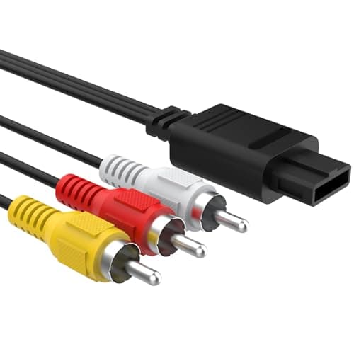 Auhsuxo N64 AV Cable, Gamecube AV Composite RCA Cable Audio Video Cord Compatible with Nintendo N64, Gamecube GC,Super SNES TV Game, 1.8M/6FT