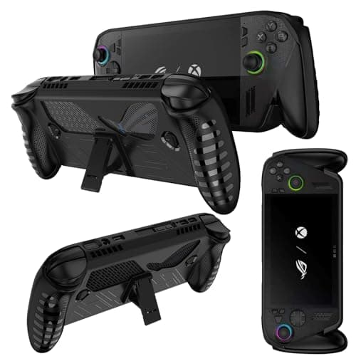 CONAPIKA Protective Case for ASUS ROG XBOX Ally/ROG XBOX Ally X Gaming Console, with Stand Function, Soft Flexible TPU Silicone Anti-Scratch Non-Slip Shock-Absorption Rugged Bumper Cover, Black