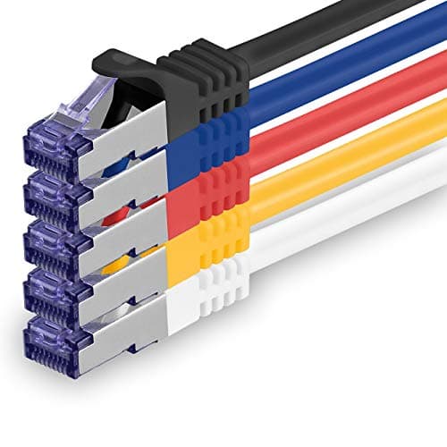 1aTTack.de 5x 1.0 M CAT7 network cable - 10 Gigabit - RJ45 patch cable Ethernet cable (SFTP PIMF LSZH CU) - for DSL LAN Switch Modem Router Patch Panel CAT7 CAT6 CAT5 - multicolored