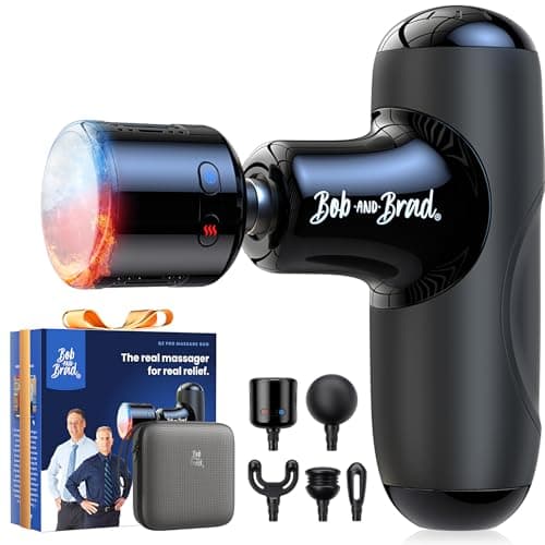 Mini Massage Gun with Heat and Cold Therapy, Bob and Brad Q2 Pro Pocket-Sized Deep Tissue Muscle Massage Gun with Carry Case, Ultra Quiet Portable Percussion Massager for Pain Relief Recovery