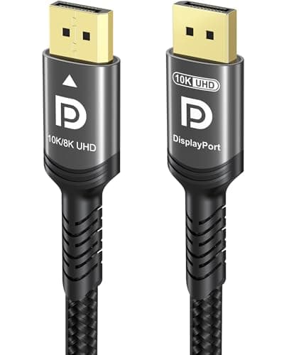 Ubluker 10K 8K DisplayPort 2.1 Cable 54Gbps 2M, Certified DP to DP Cord 4K 240Hz 165Hz 144Hz 120Hz 10K 8K 120Hz Nylon Braided UHBR HDCP2.3 FreeSync G-Sync RTX5090 Gaming Monitor PC Projector