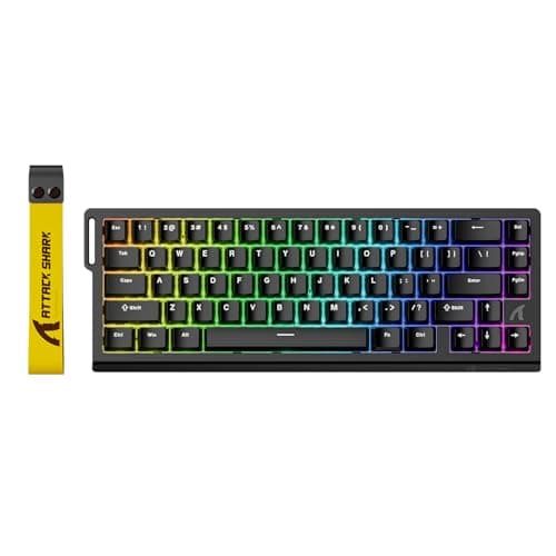 ATTACK SHARK X68 HE 8000Hz Rapid Trigger Keyboard, 0.01mm RT Accuracy Wired Gaming Keyboard with Magnetic Switch, Adjustable Actuation, Rapid Trigger, Snap Tap, RGB Lighting for PC/Mac, Black
