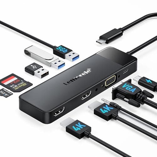 Lemorele Laptop docking station Dual Monitor,10-in-1 4k Dual HDMI USB C Hub