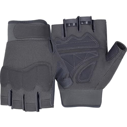 FIORETTO Mens Breathable Padded Fingerless Motorcycle Gloves Half Finger Gloves for Cycling Hiking Climbing Outdoor Sports