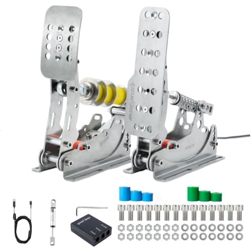 Simjack UT Sim Racing Pedals with 200KG Load Cell Sensor Professional iRacing Simulation Load Sensing Brake Pedal Adjustable Elastomer Dampers USB Connect to PC (UT-P3-H1)