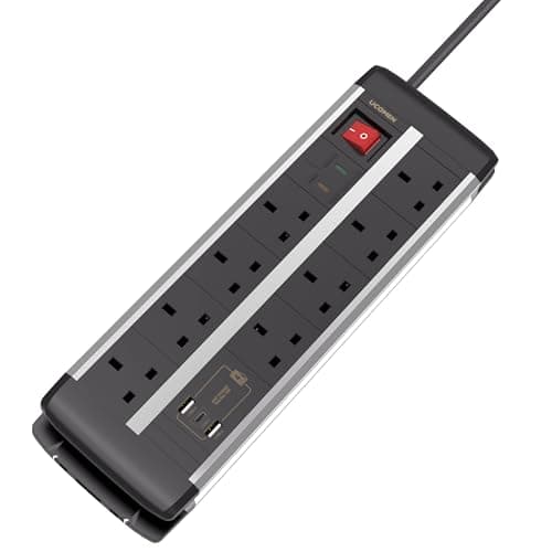 Surge Protected Extension Lead with USB Slots, 2 USB-A and 1 USB-C PD 20W
