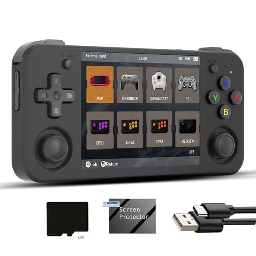 RG35XX H Linux Retro Handheld Game Console 35xx H with a 64G Card Pre-Loaded 6900 Games,RG35XXH 3.5'' IPS Screen Supports 5G WiFi Bluetooth HD and TV Output (RG35XX H-Black-NEW)