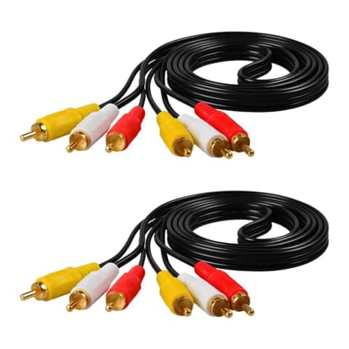 Ksywydu 2PCS 3 RCA Phono Male to 3 Phono Male Cable, Triple RCA Plug AV TV Audio Composite Video Cable 1.5 Meter (4.92 ft) for DVD Players, VCRs, Game Consoles, and Home Entertainment Systems