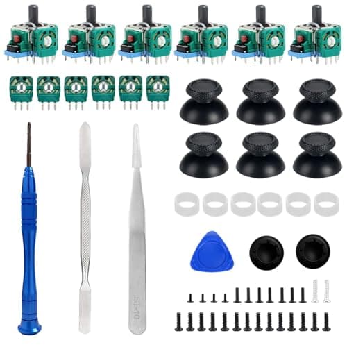NIYATA Anti-Drift Joystick Replacement Kit for PS5 Controller, 6-Pack Analog Sticks with Repair Tools for Easy DIY Fix, Compatible with PlayStation 5